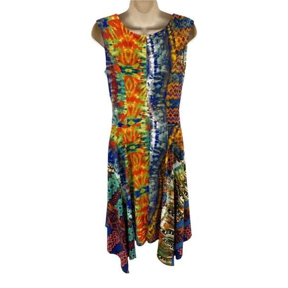 Rabbit Rabbit Rabbit Midi Dress Womens 6 Multicolor Aztec Southwest Sleeveless - Picture 2 of 11